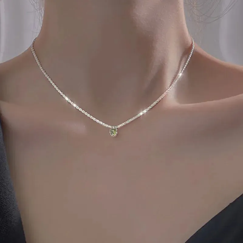 Popular Silver Colour Sparkling Clavicle Chain Choker Necklace Collar For Women Fine Jewelry Wedding Party Birthday Gift