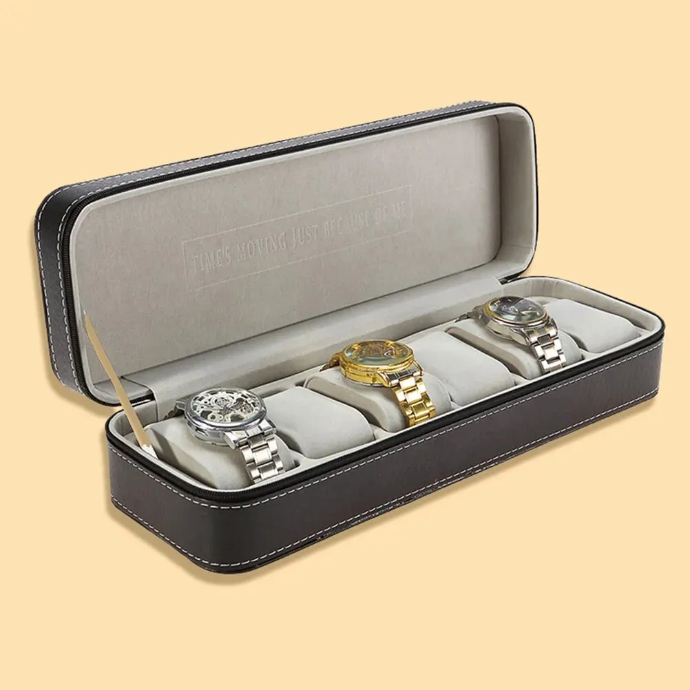 Portable 6 Slots Watch Box Desktop Watch Case Household Watch Organizer
