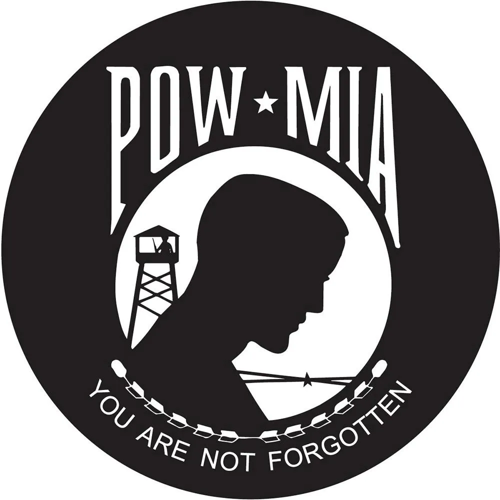 POW-MIA Emblem Knob Stick: Large Knob, Pewter Collar