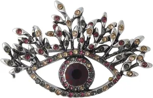 Retro Evil Eyes Brooch Fashion Unique Crystal Leaf Abstract Eyes Brooches Pin for Women Girls Jewelry Gift