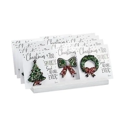 Rhinestone & Sequins Christmas Tree Pin