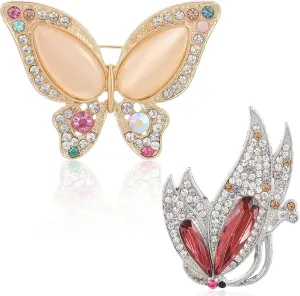 Rhinestone Butterfly Brooches for Women, Colorful Butterfly Brooch Pins Fashion Lapel Enamel Pins Dress Suit Accessories Party Ceremony Banquet Decoration Jewelry Lover Gift