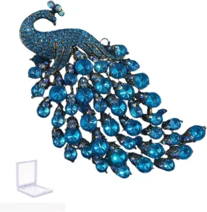 Rhinestone Peacock Brooch Pin for Women Girls Crystal Bird Animal Brooches Lapel Pins Dress Accessories Wedding Mother's Day Birthday Jewelry Gift
