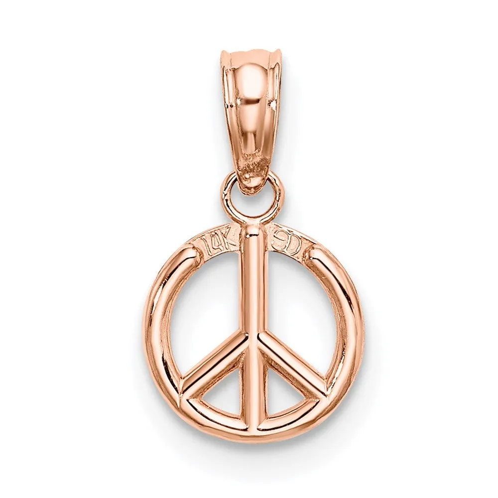 Rose Gold 3D Peace Symbol Pendant