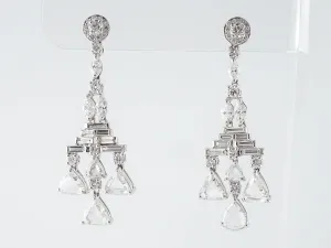 **RTV 1/17/19**Earrings Modern 5.86 Rose Cut, Baguette Cut, Marquise Cut, Single Cut & Round Brilliant Cut Diamonds in 18K White Gold