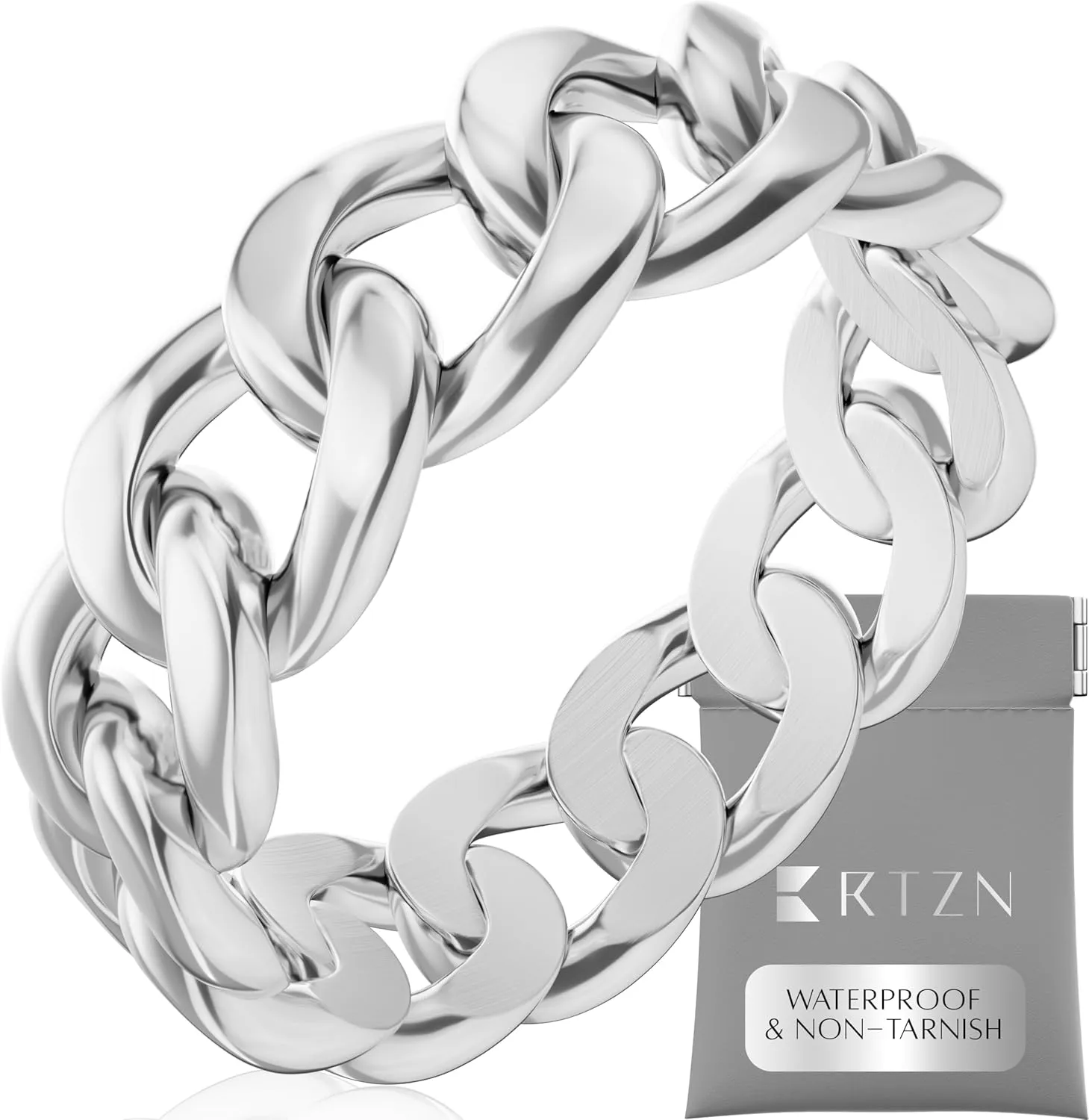 RTZN Cuban Link Ring for Men  6MM Premium Stainless Steel Gold/Silver Chain Ring for Men and Women  100% Waterproof & Non-Tarnish Mens Chain Link Rings (Size: 6-12)