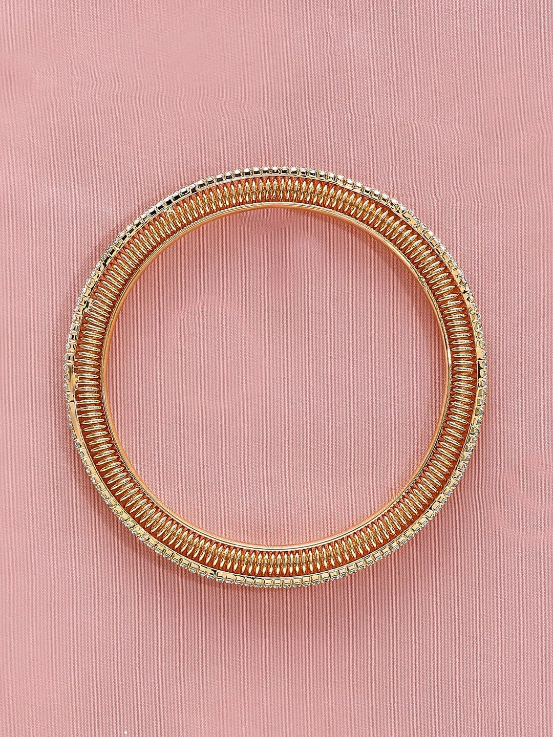 Rubans Set of 2, 22K Gold-Plated Cubic Zirconia Studded Sparkling Premium Bangles