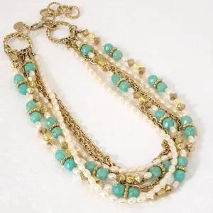 Sarah Coventry Faux Pearl and Sea Green Beaded Torsade Choker