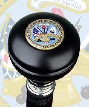 Scratch and Dent Army Knob Walking Stick With Black Beechwood Shaft and Pewter Collar V2074