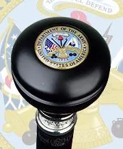 Scratch and Dent Army Knob Walking Stick With Black Beechwood Shaft and Pewter Collar V2074