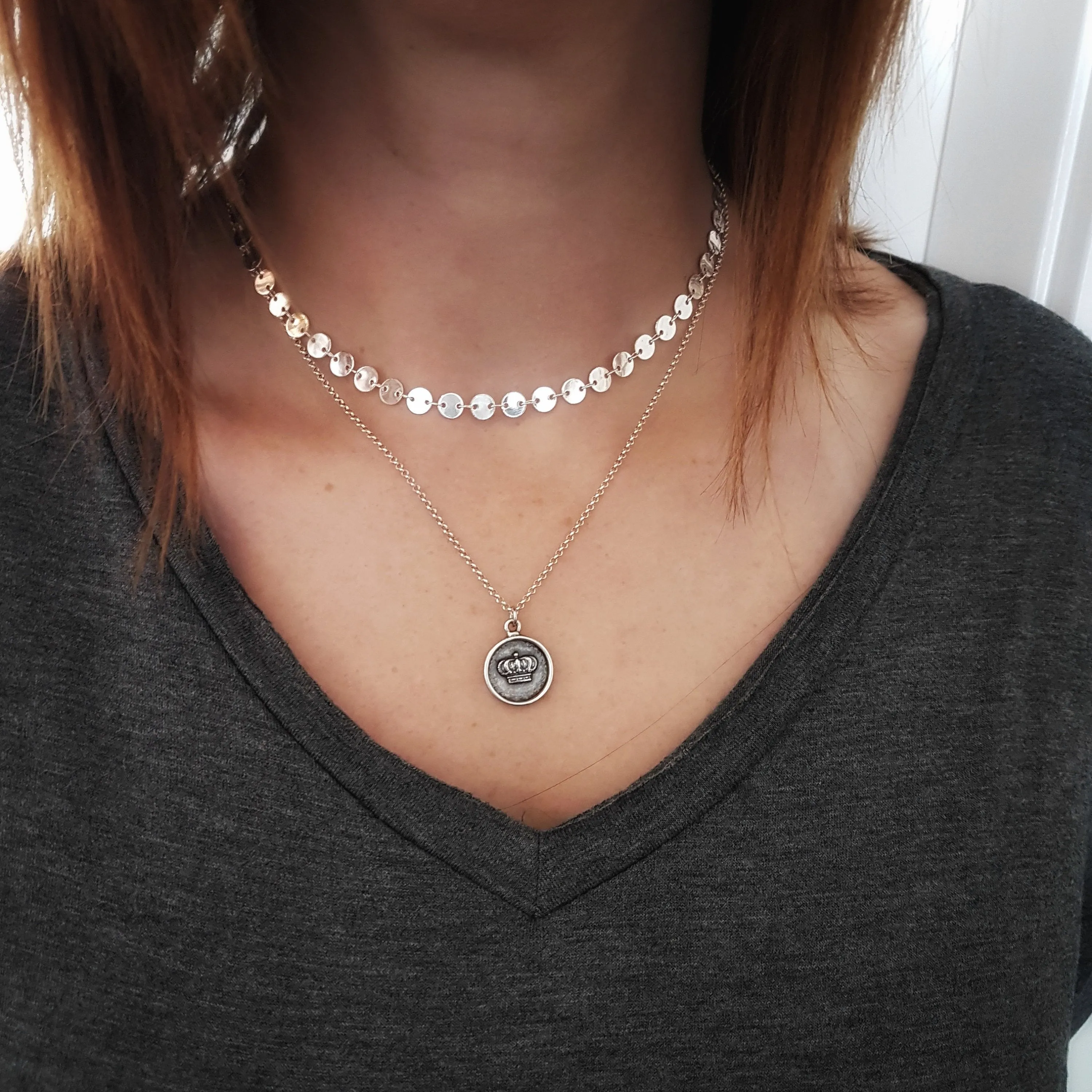 Silver Choker Necklace Silver Coin Choker Dainty Silver Choker Coin Choker Coin Necklace Layered Necklace Layering Necklace Custom Lengths