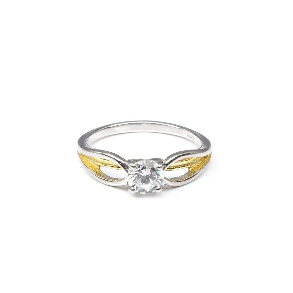 Silver white CZ women finger ring
