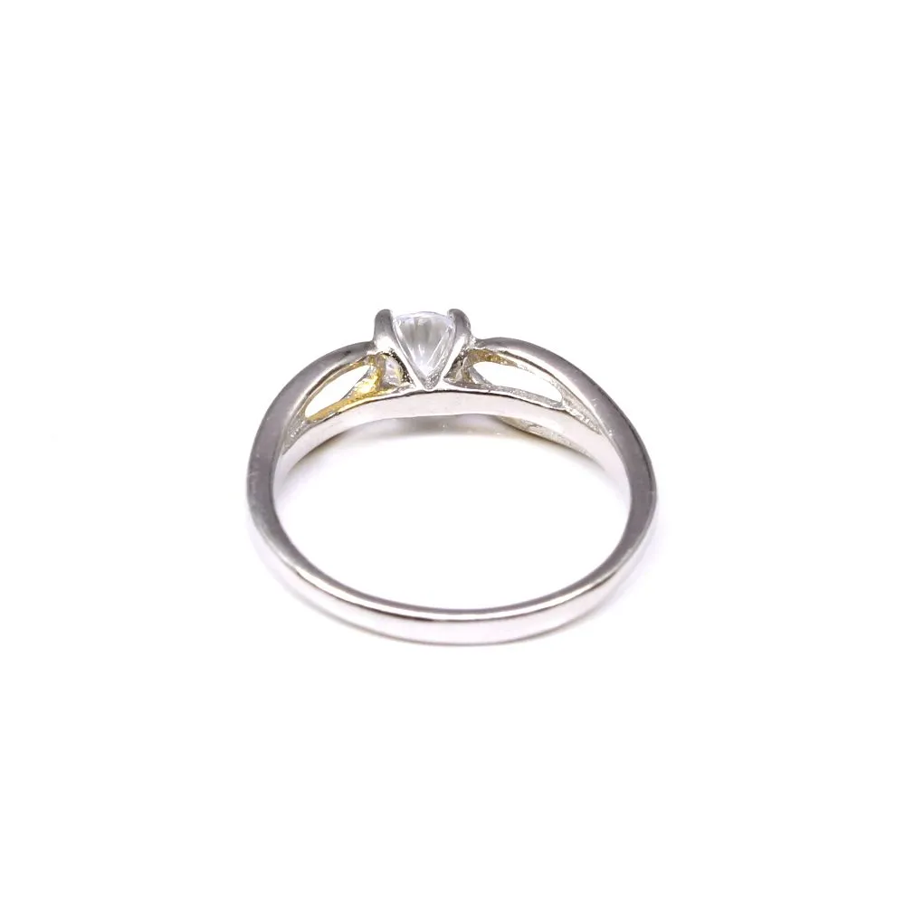 Silver white CZ women finger ring