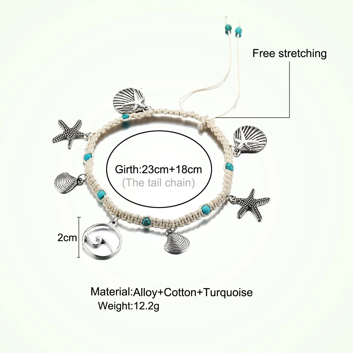 Simplicity Anklets Green Blue Color Star Fish Anklet Women Beach Foot Jewelry Leg Chain Ankle Bracelets Foot Accessory