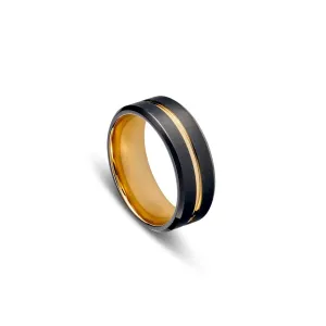 Stainless Steel Men's Ring - Black Gold Internal