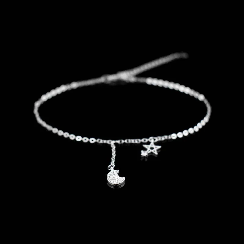 Star Charm Anklet - Silver