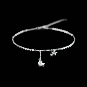 Star Charm Anklet - Silver