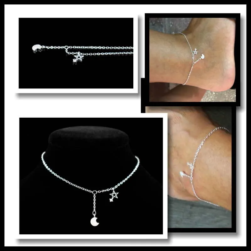 Star Charm Anklet - Silver