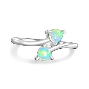 Sterling Silver 4mm Hearts Opal ring