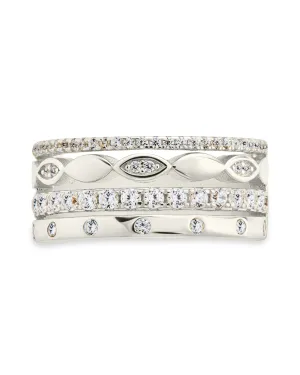 Sterling Silver Clarke CZ Stacked Evil Eye Ring