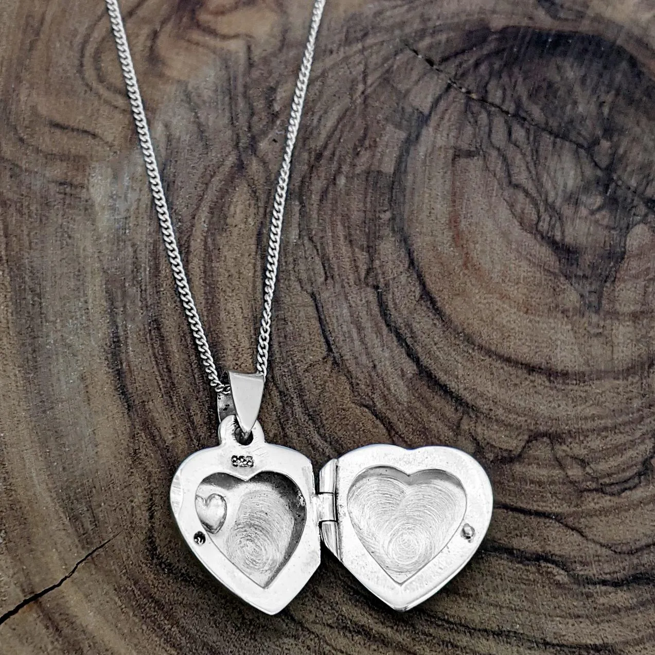Sterling Silver Heart Locket Pendant Chain Necklace - Classic Design