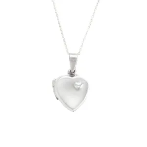 Sterling Silver Heart Locket Pendant Chain Necklace - Classic Design