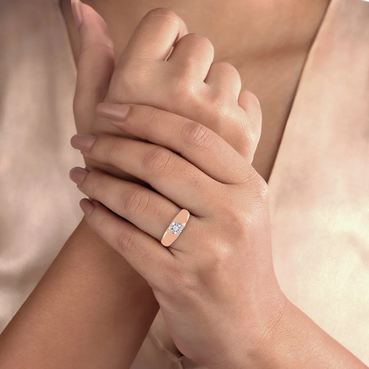 Tension Setting Round Diamond Solitaire Ring