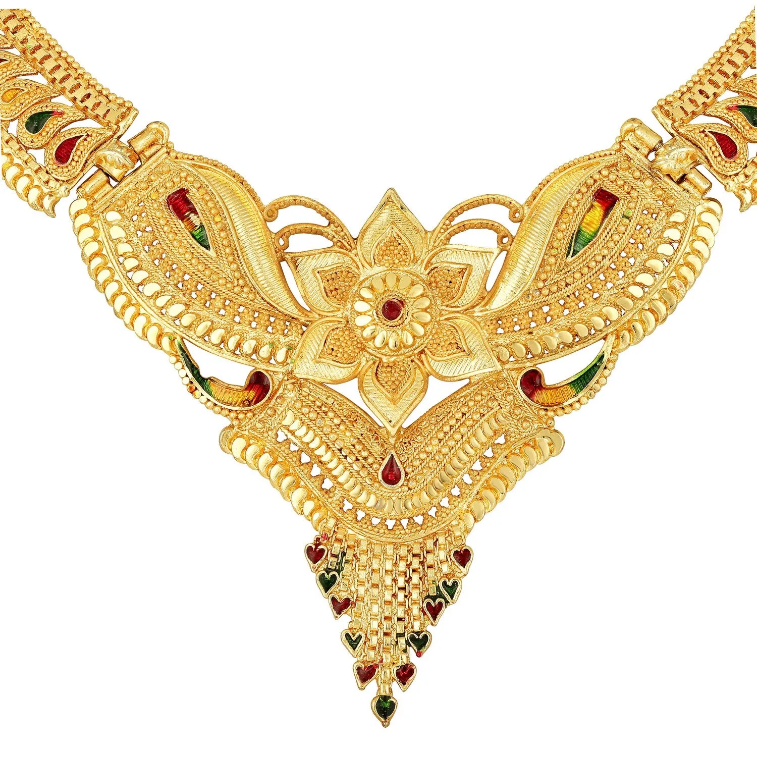 Traditional-floral-shaped-meenakari-work-necklace-set
