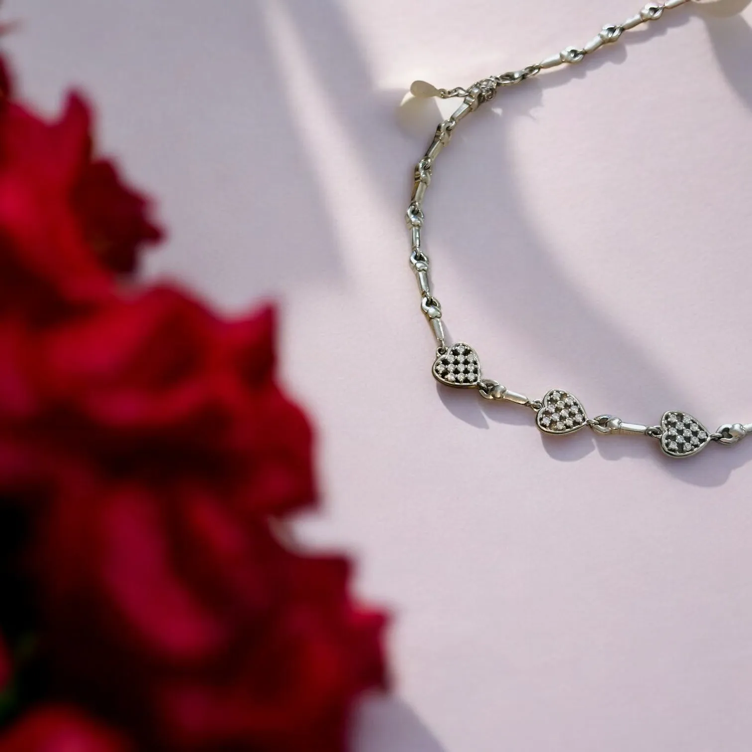 Traditional Hearts Silver Anklets