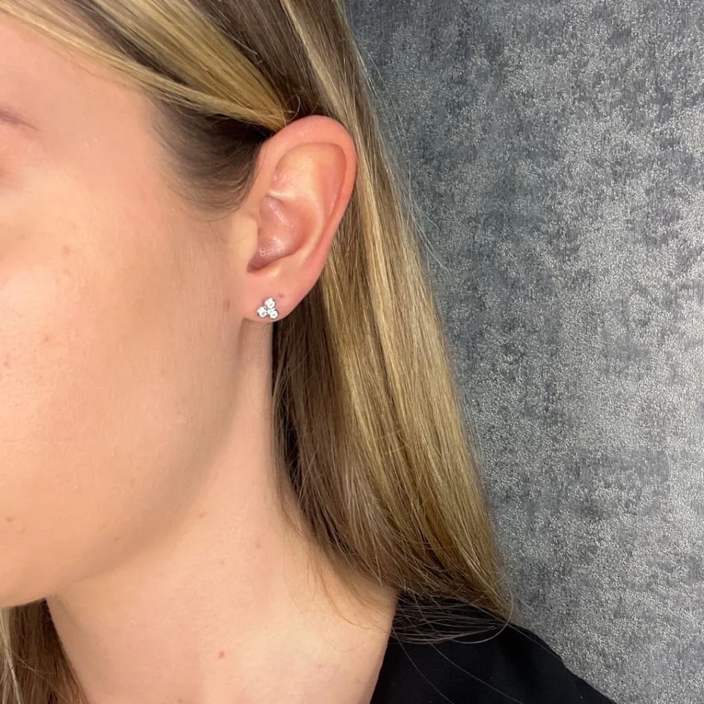 Trilogy CZ Earrings | Sterling Silver