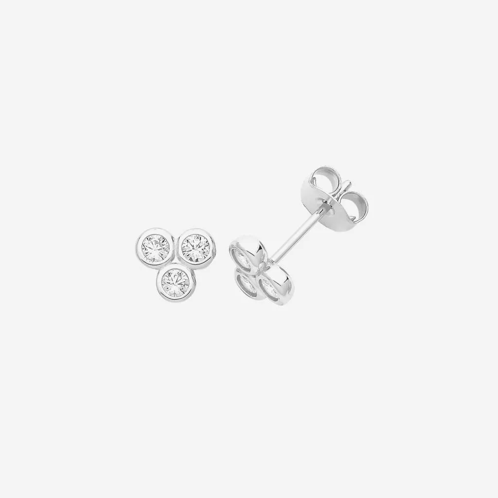 Trilogy CZ Earrings | Sterling Silver