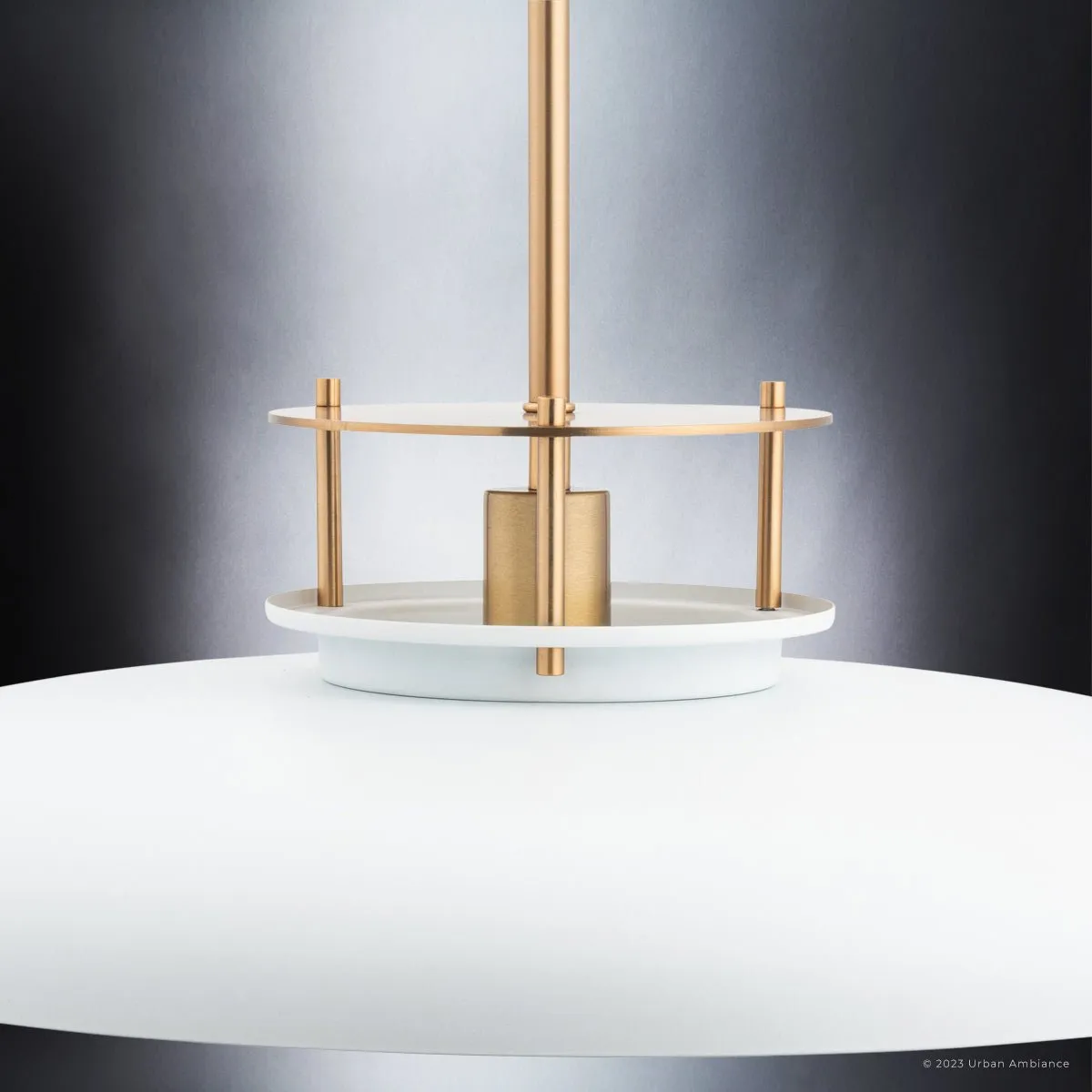 ULB2192 Transitional Pendant, 8''H x 20''W, Matte White and Gold Finish, Westport Collection