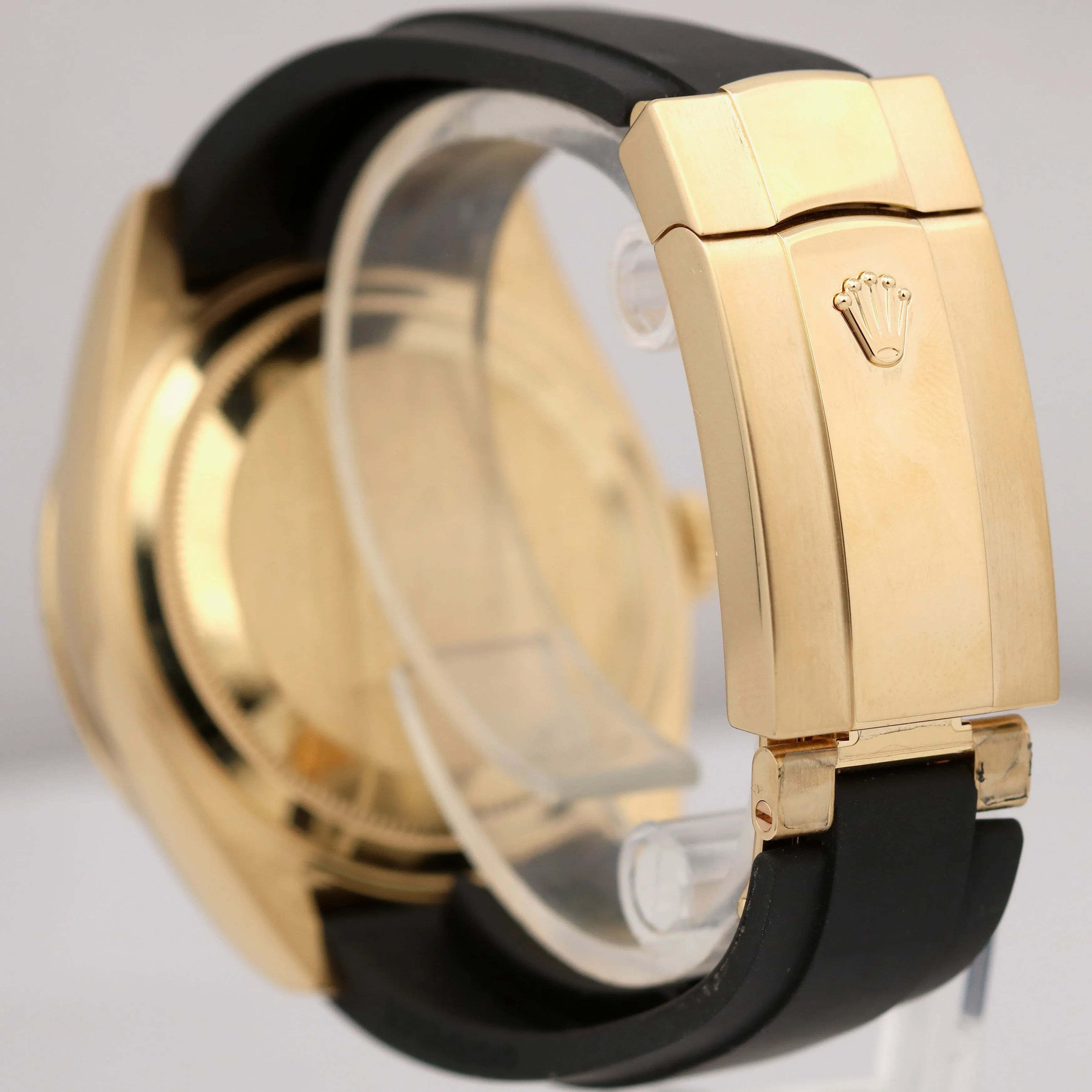 UNPOLISHED Rolex Sky-Dweller 18K Yellow Gold Rubber BLACK DIAL 42mm 326238 Watch