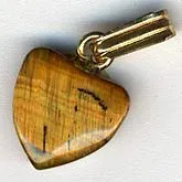 Vintage carved  Tiger Eye Agate gemstone heart with bail. 10mm. . b4-tig327-1
