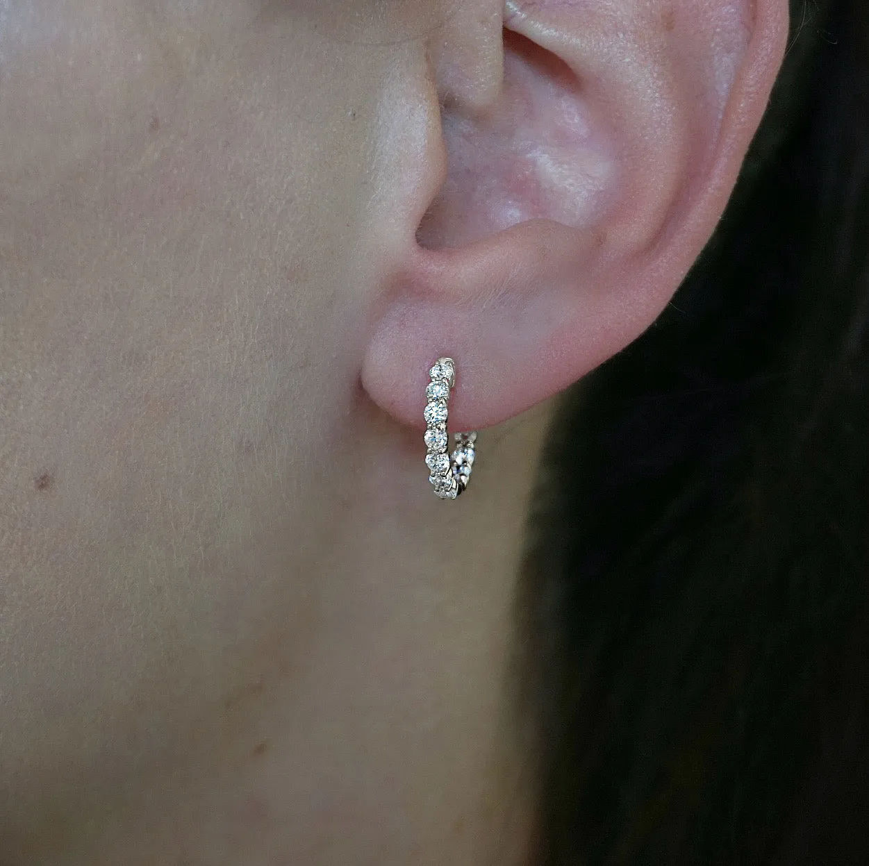 White Gold Diamond Huggies