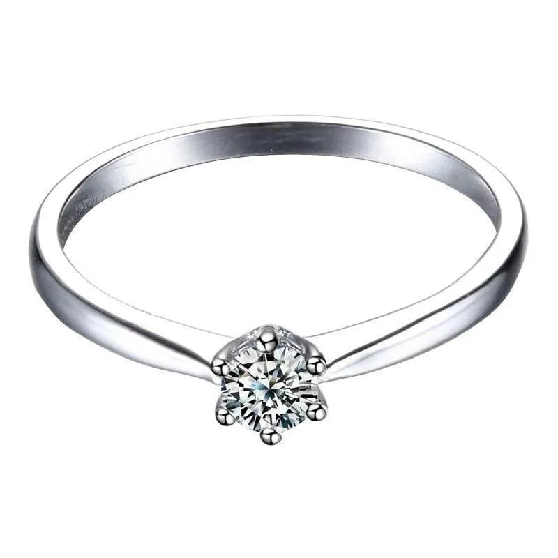 White Gold Plated Solitaire Moissanite Ring 0.25ct