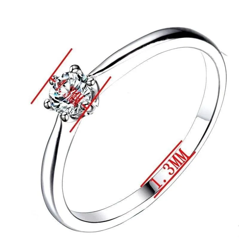 White Gold Plated Solitaire Moissanite Ring 0.25ct