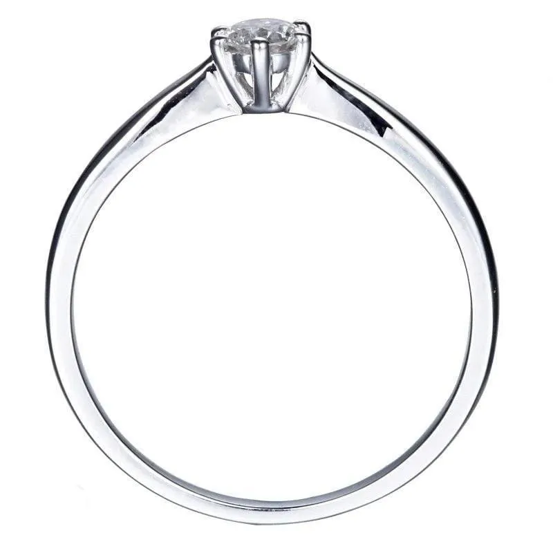 White Gold Plated Solitaire Moissanite Ring 0.25ct