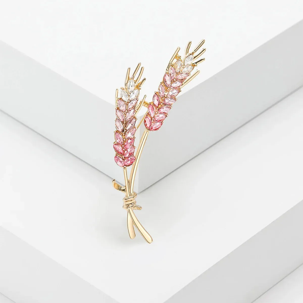 Women's Brooches Trendy Fashion 3-Color Rhinestone Ear of Wheat Lapel Pins Luxury Jewelry Accessories For Clothing