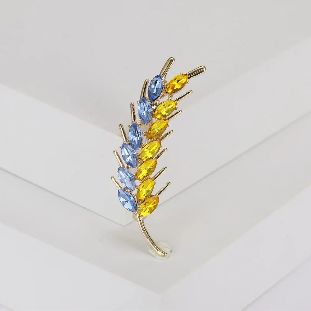 Women's Brooches Trendy Fashion 3-Color Rhinestone Ear of Wheat Lapel Pins Luxury Jewelry Accessories For Clothing