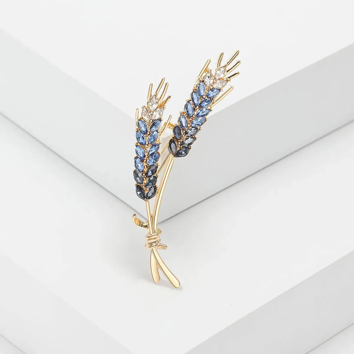 Women's Brooches Trendy Fashion 3-Color Rhinestone Ear of Wheat Lapel Pins Luxury Jewelry Accessories For Clothing
