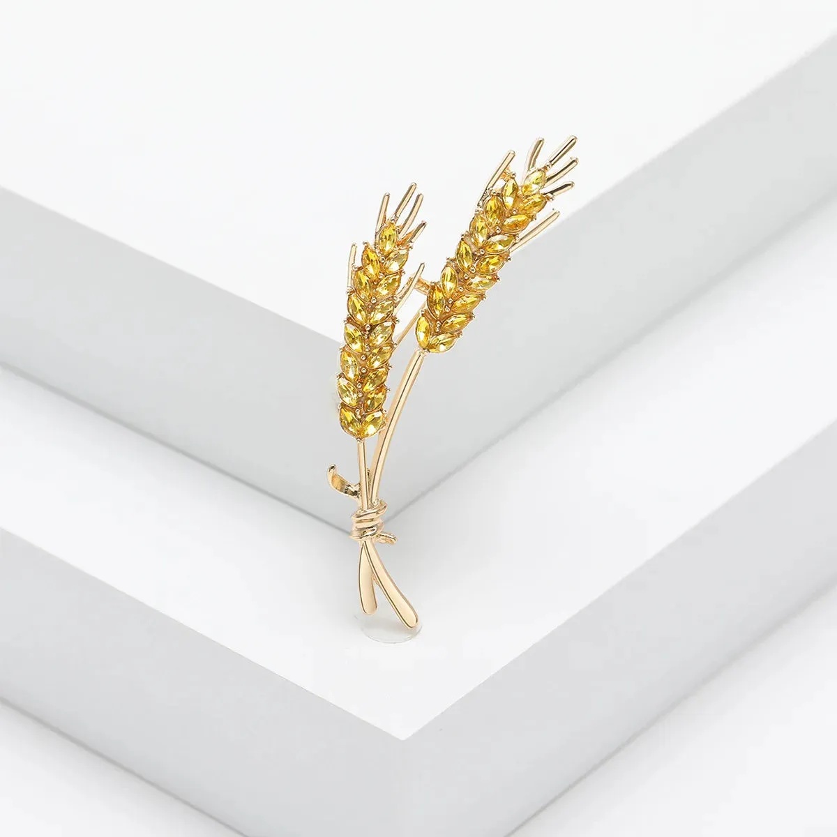 Women's Brooches Trendy Fashion 3-Color Rhinestone Ear of Wheat Lapel Pins Luxury Jewelry Accessories For Clothing
