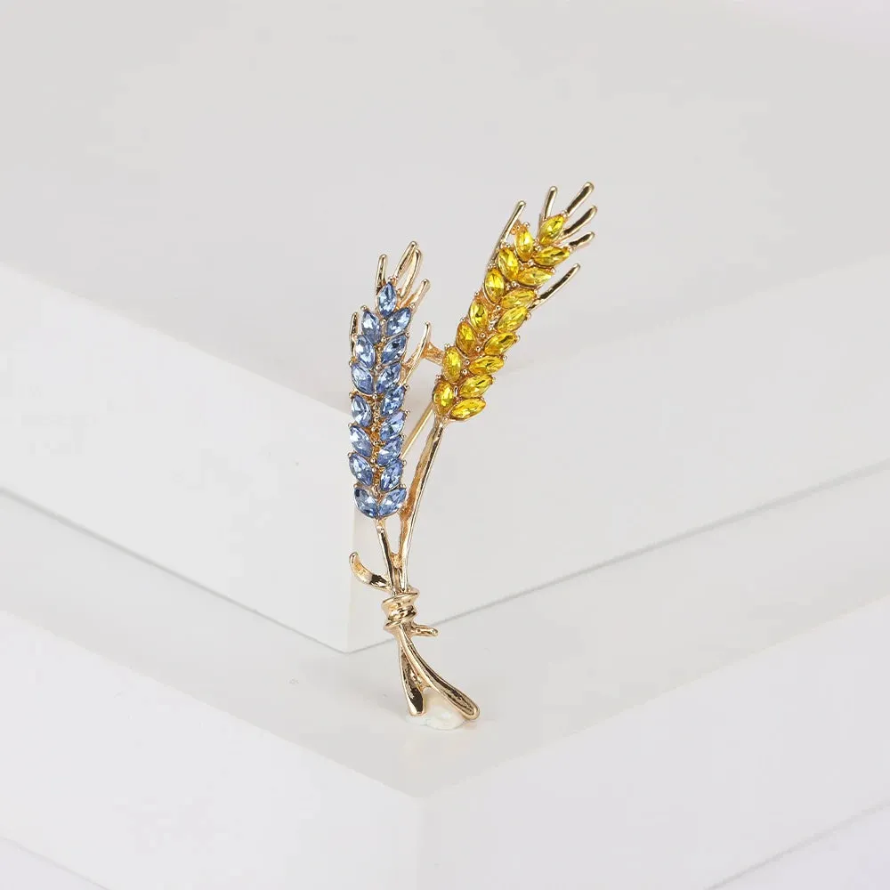Women's Brooches Trendy Fashion 3-Color Rhinestone Ear of Wheat Lapel Pins Luxury Jewelry Accessories For Clothing