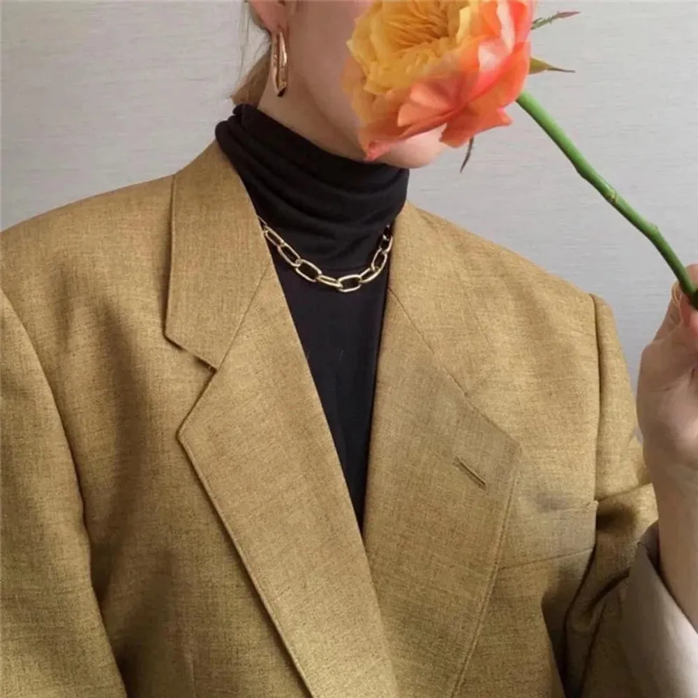 women's necklace goldcolor neckchain collar cute linked'in circle choker ✈️ free.shipping