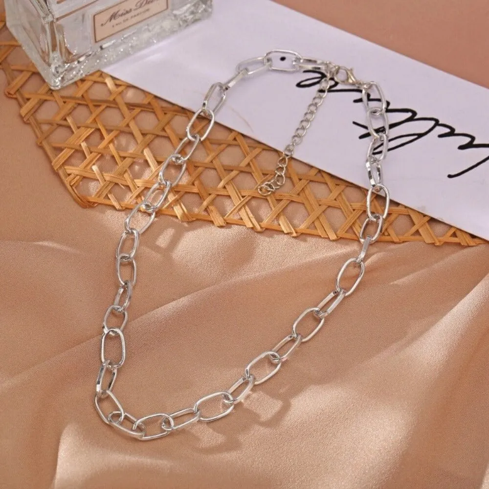 women's necklace goldcolor neckchain collar cute linked'in circle choker ✈️ free.shipping