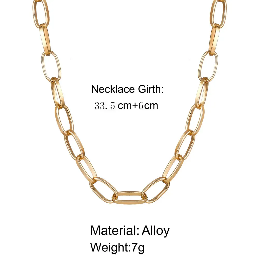 women's necklace goldcolor neckchain collar cute linked'in circle choker ✈️ free.shipping