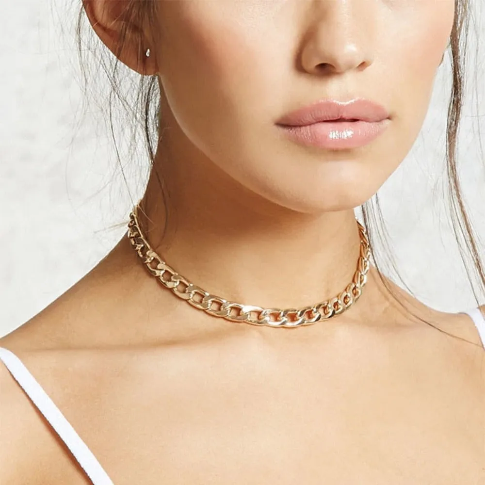 women's necklace goldcolor neckchain collar cute linked'in circle choker ✈️ free.shipping