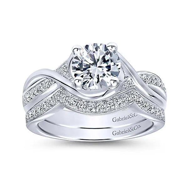 Wrapped Crossover Diamond Ring 14K White Gold 392A