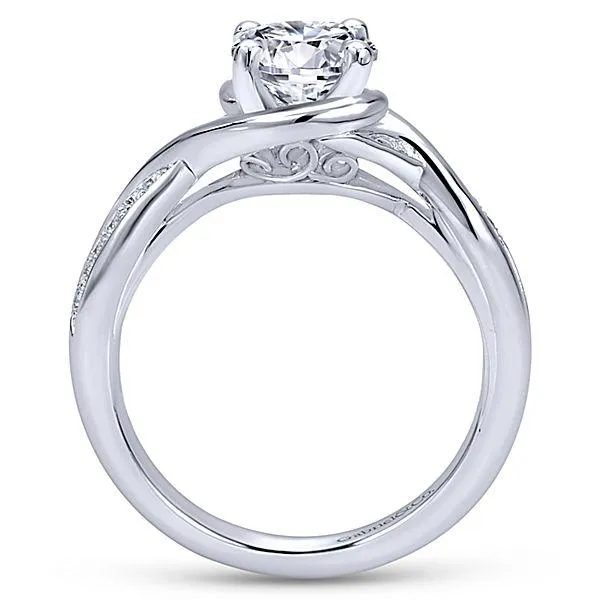 Wrapped Crossover Diamond Ring 14K White Gold 392A