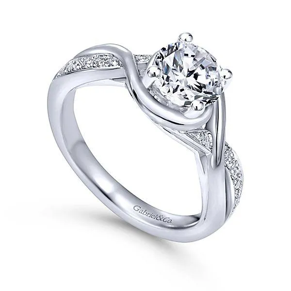 Wrapped Crossover Diamond Ring 14K White Gold 392A